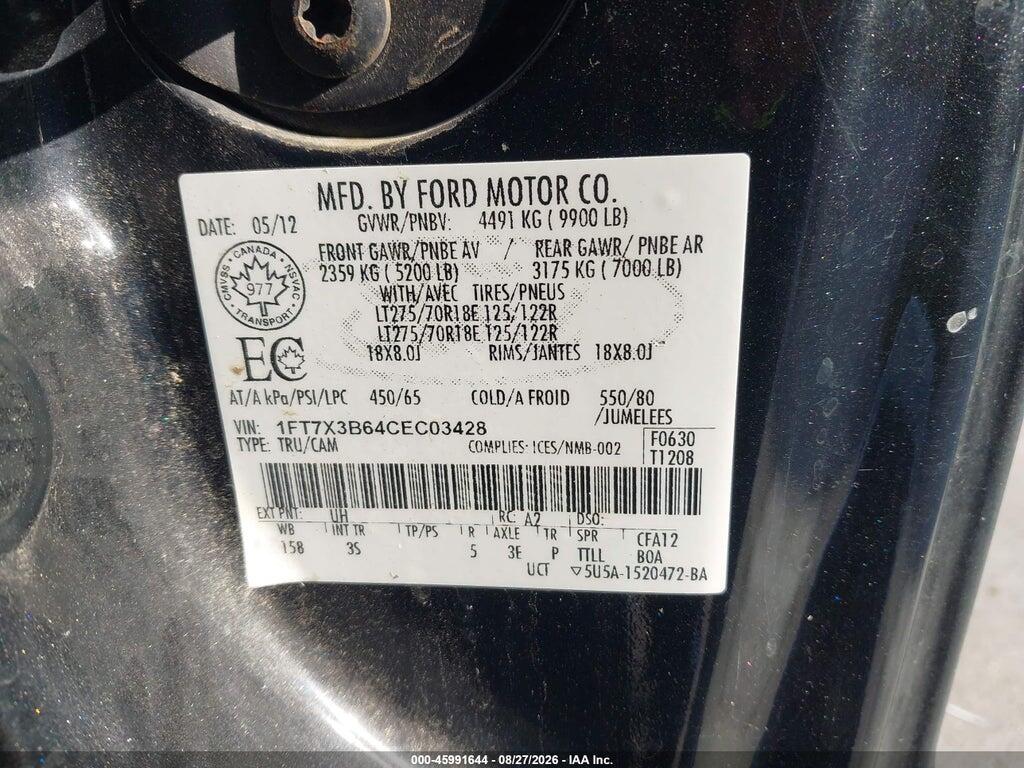 1FT7X3B64CEC03428 2012 FORD SUPER DUTY F-350 SRW photo no. 9