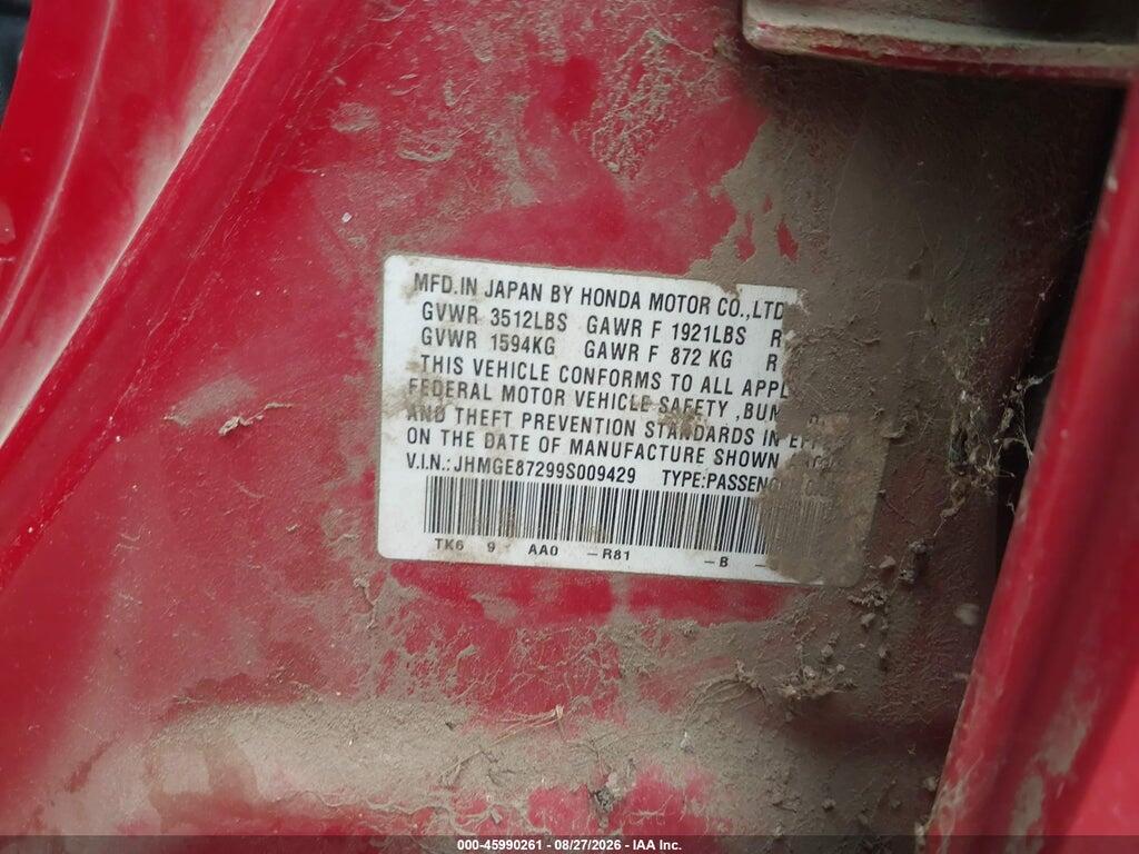 JHMGE87299S009429 2009 HONDA FIT photo no. 9