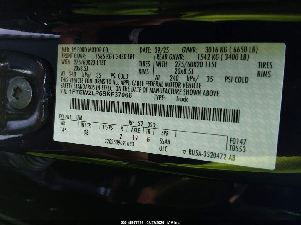 1FTEW2LP6SKF37066 2025 FORD F-150 photo no. 9
