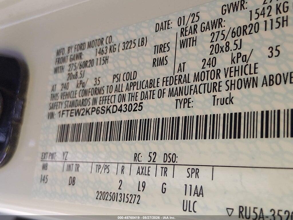 1FTEW2KP6SKD43025 2025 FORD F-150 photo no. 9