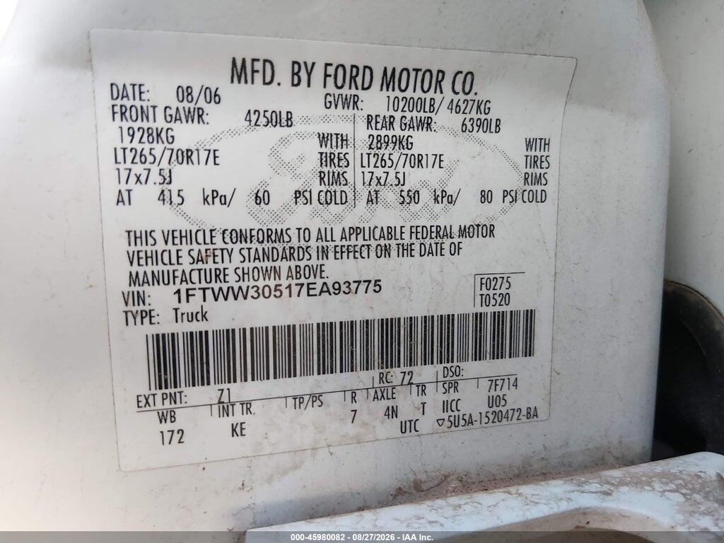 1FTWW30517EA93775 2007 FORD F-350 photo no. 9
