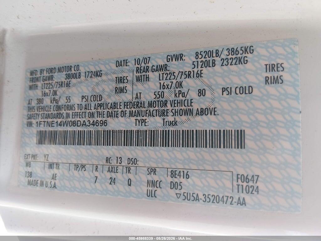 1FTNE14W08DA34696 2008 FORD E-150 photo no. 9