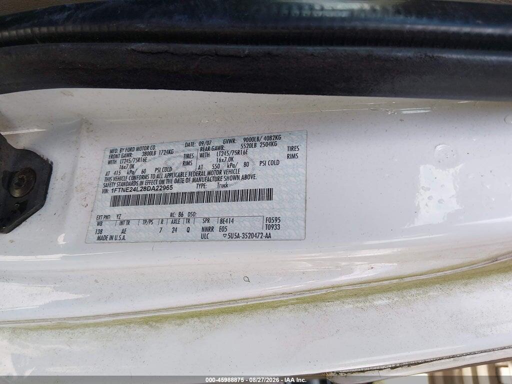 1FTNE24L28DA22965 2008 FORD E-250 photo no. 9