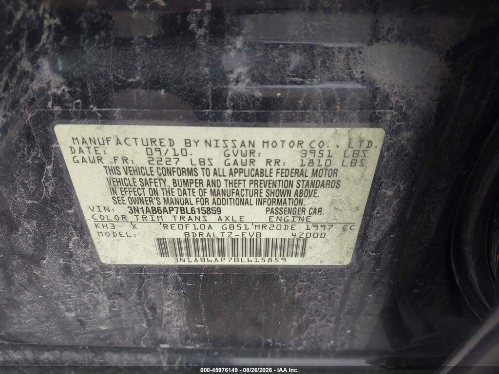 3N1AB6AP7BL615859 2011 NISSAN SENTRA photo no. 9