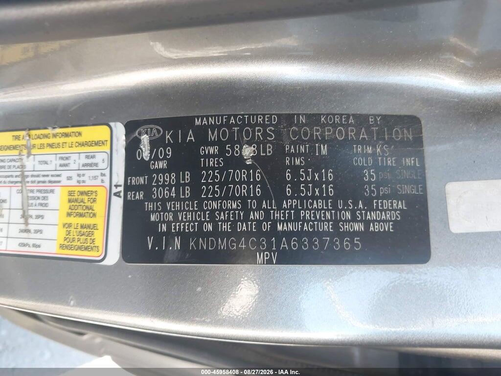 KNDMG4C31A6337365 2010 KIA SEDONA photo no. 9