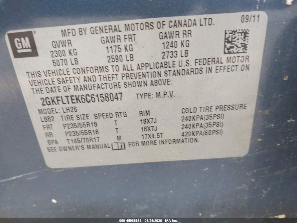 2GKFLTEK6C6158047 2012 GMC TERRAIN photo no. 9