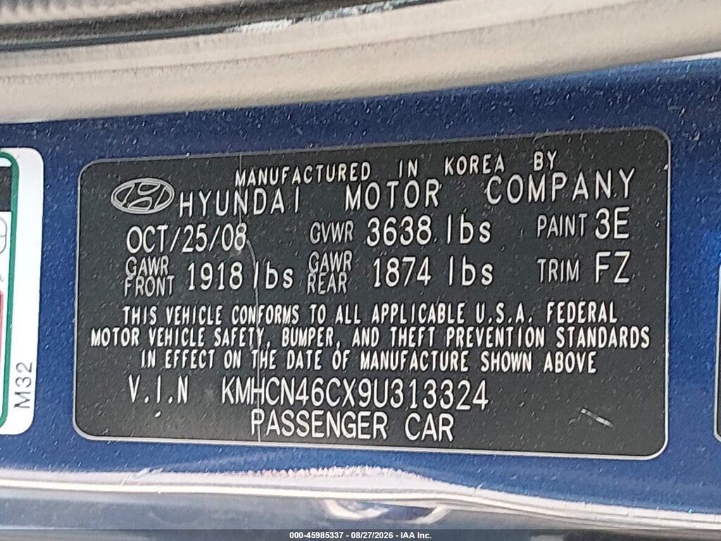 KMHCN46CX9U313324 2009 HYUNDAI ACCENT photo no. 9