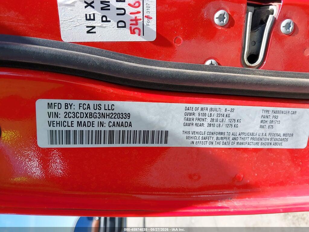 2C3CDXBG3NH220339 2022 DODGE CHARGER photo no. 9