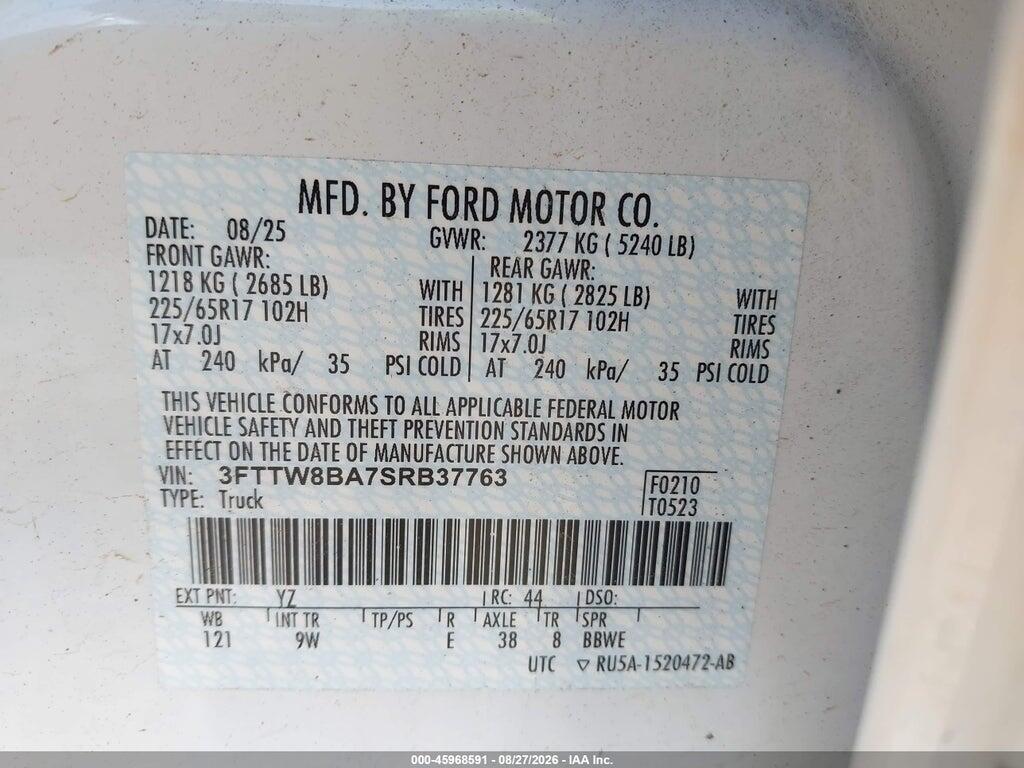 3FTTW8BA7SRB37763 2025 FORD MAVERICK photo no. 9