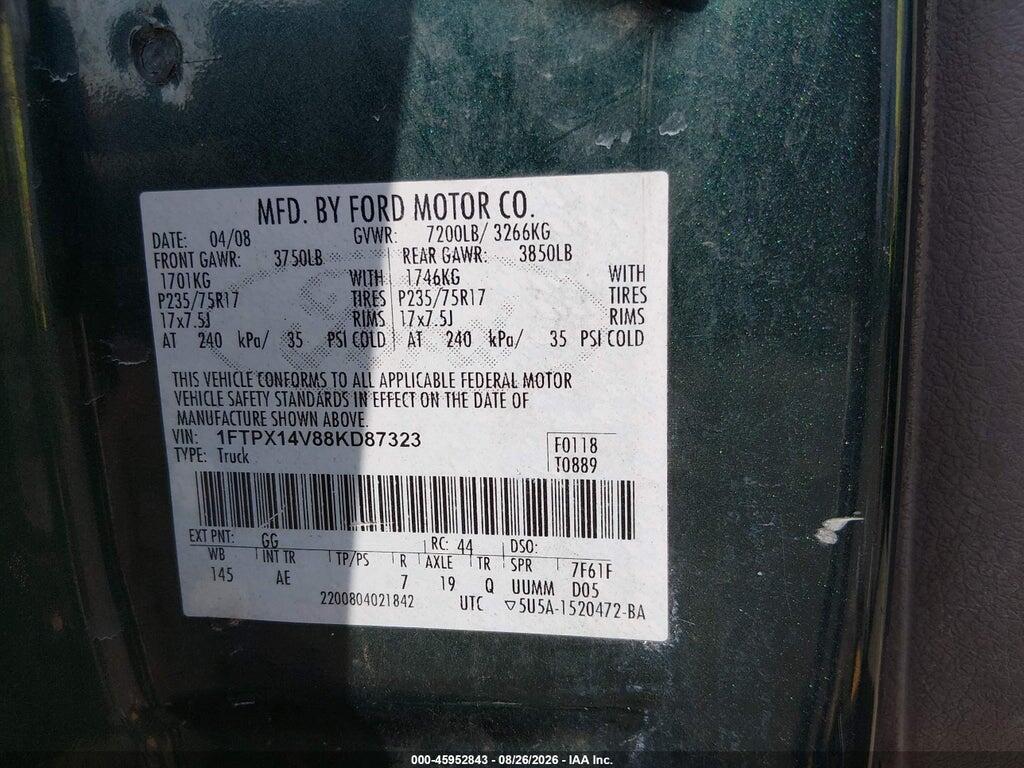 1FTPX14V88KD87323 2008 FORD F-150 photo no. 9