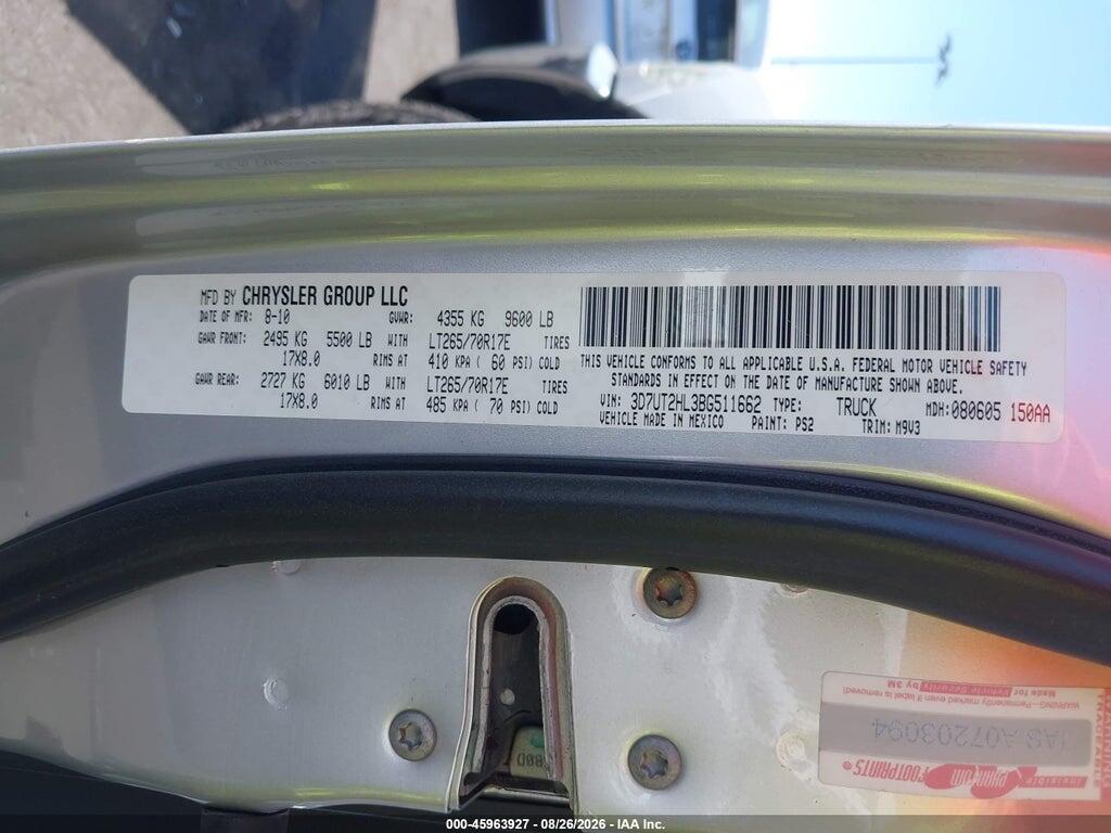 3D7UT2HL3BG511662 2011 RAM RAM 2500 photo no. 9