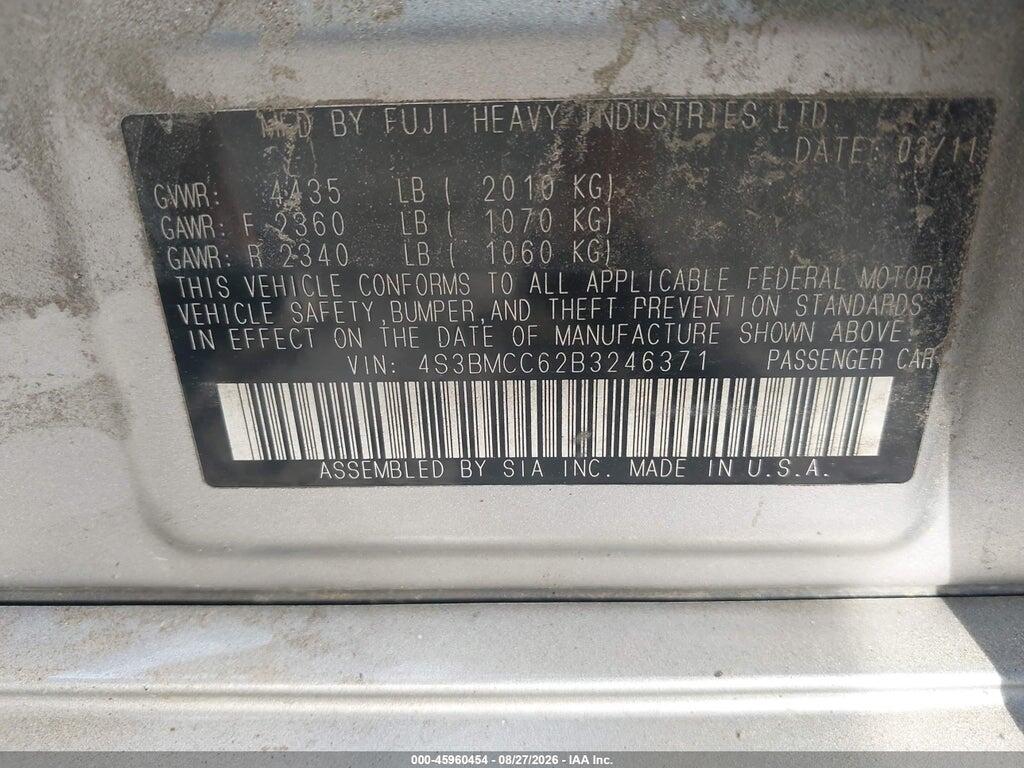 4S3BMCC62B3246371 2011 SUBARU LEGACY photo no. 9