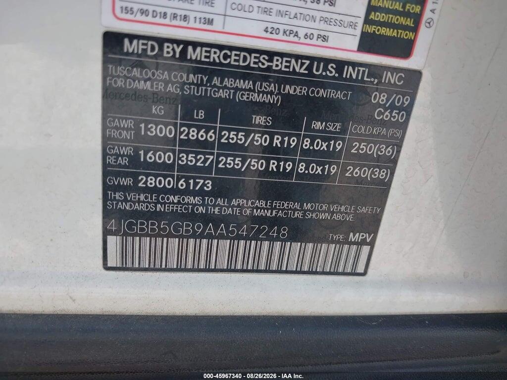 4JGBB5GB9AA547248 2010 MERCEDES-BENZ ML 350 photo no. 9