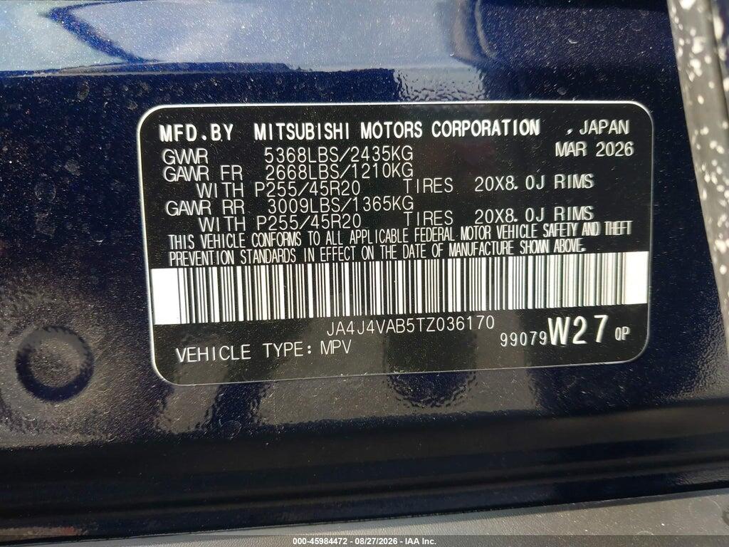JA4J4VAB5TZ036170 2026 MITSUBISHI OUTLANDER photo no. 9