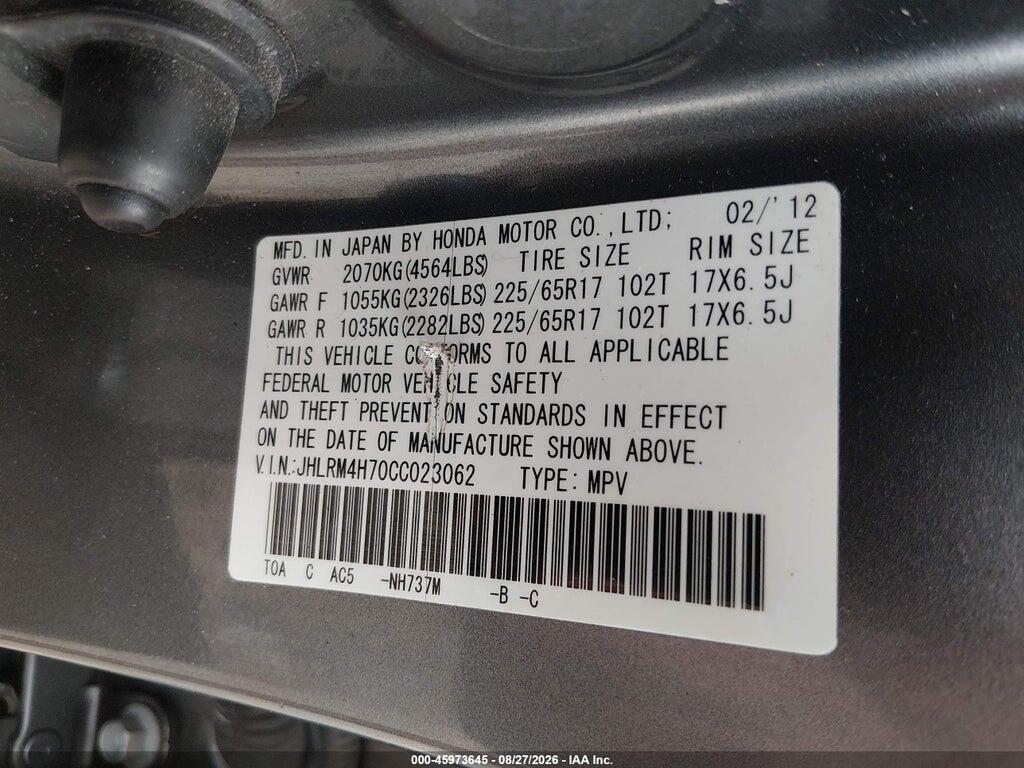 JHLRM4H70CC023062 2012 HONDA CR-V photo no. 9