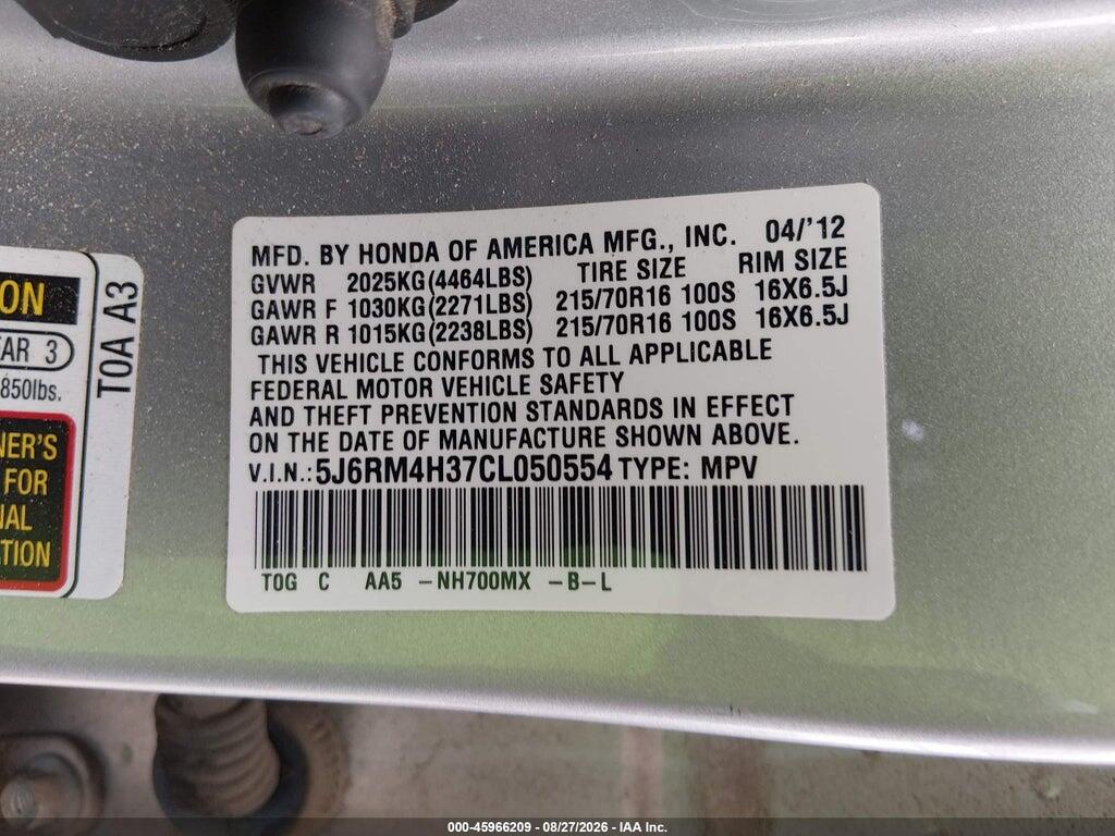 5J6RM4H37CL050554 2012 HONDA CR-V photo no. 9