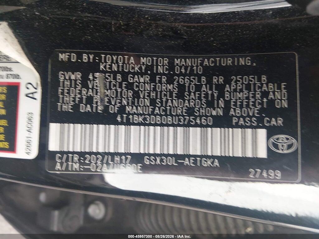 4T1BK3DB0BU375460 2011 TOYOTA AVALON photo no. 9