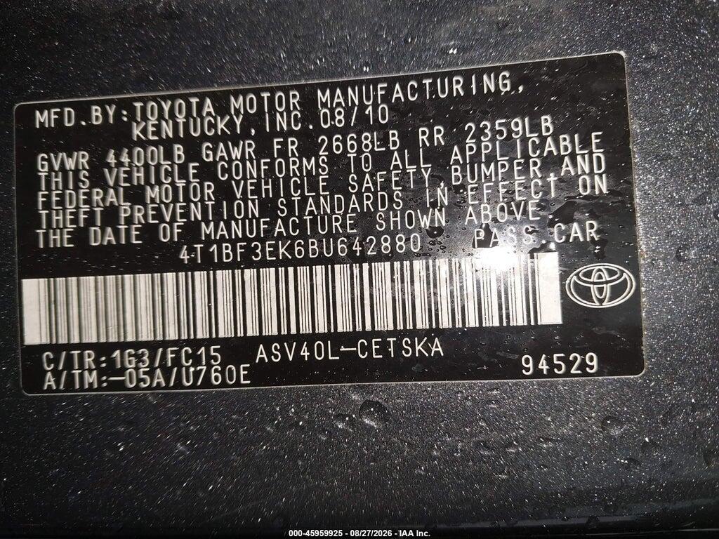 4T1BF3EK6BU642880 2011 TOYOTA CAMRY photo no. 9