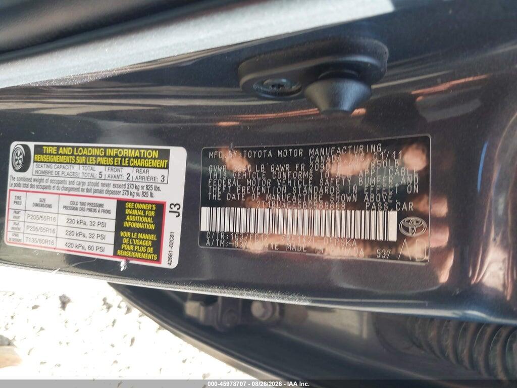 2T1BU4EE5BC569668 2011 TOYOTA COROLLA photo no. 9