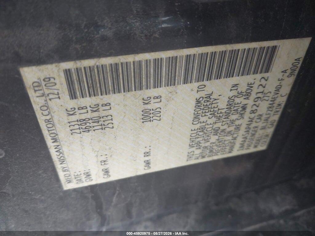 1N4AA5AP4AC829122 2010 NISSAN MAXIMA photo no. 9