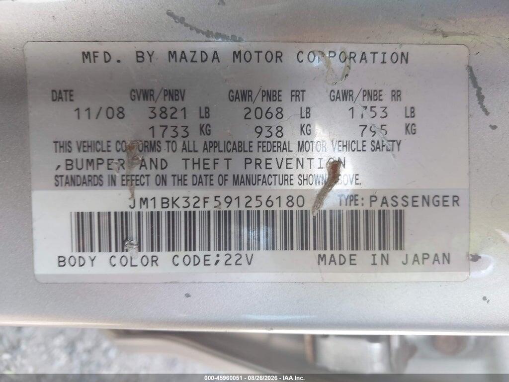 JM1BK32F591256180 2009 MAZDA MAZDA3 photo no. 9