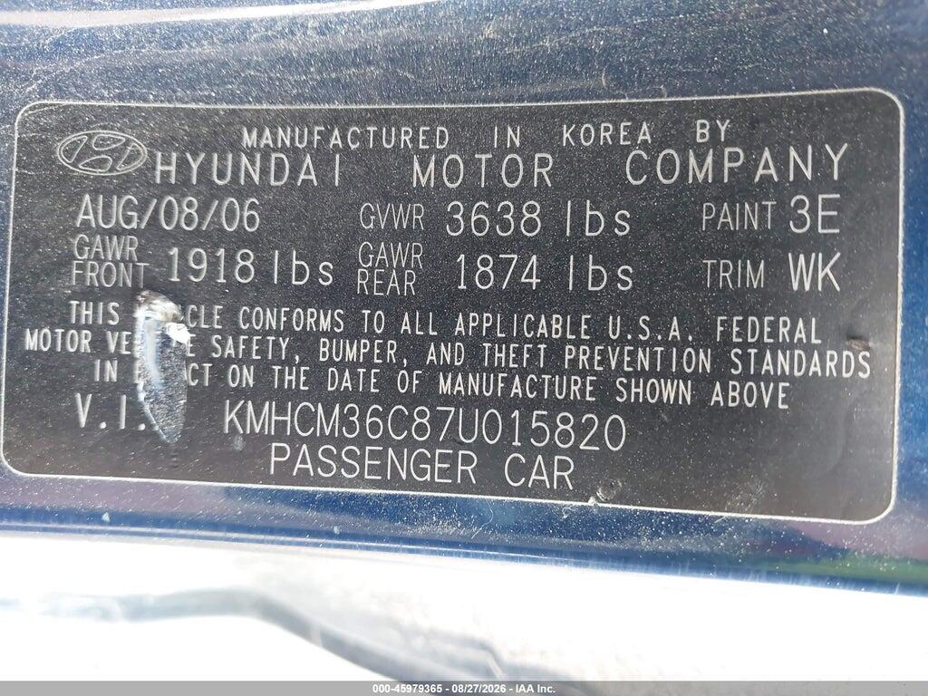 KMHCM36C87U015820 2007 HYUNDAI ACCENT photo no. 9