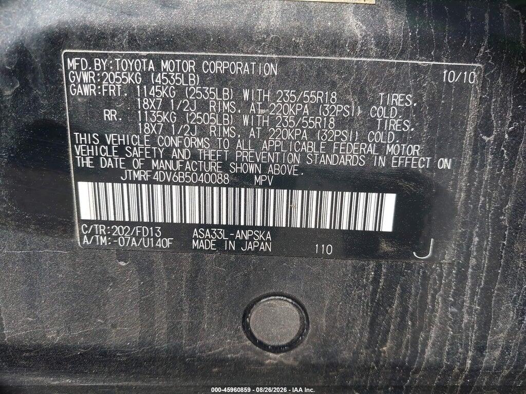 JTMRF4DV6B5040088 2011 TOYOTA RAV4 photo no. 9