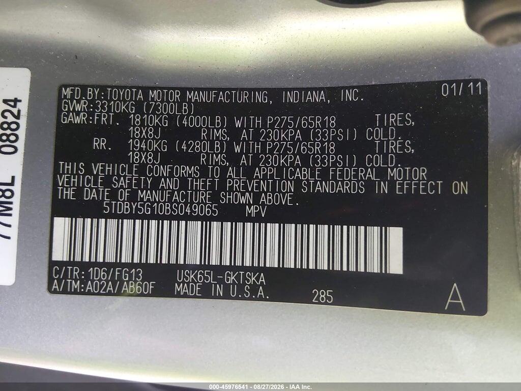 5TDBY5G10BS049065 2011 TOYOTA SEQUOIA photo no. 9