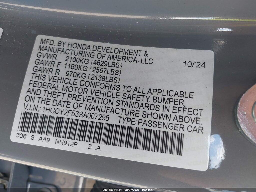 1HGCY2F53SA007298 2025 HONDA ACCORD HYBRID photo no. 9