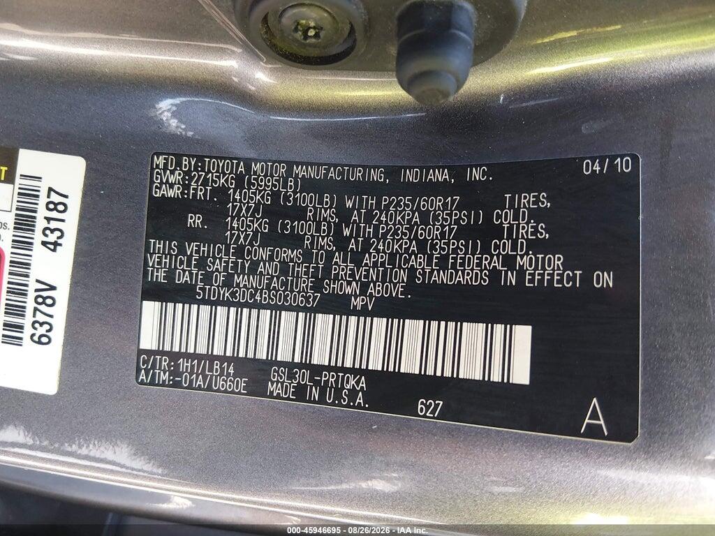 5TDYK3DC4BS030637 2011 TOYOTA SIENNA photo no. 9