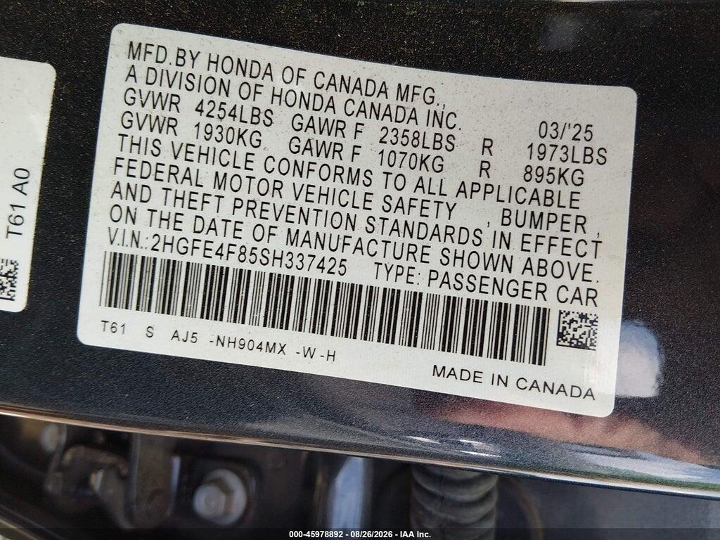 2HGFE4F85SH337425 2025 HONDA CIVIC HYBRID photo no. 9
