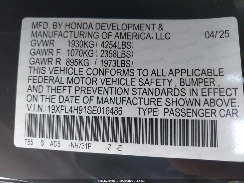 19XFL4H91SE016486 2025 HONDA CIVIC HYBRID photo no. 9
