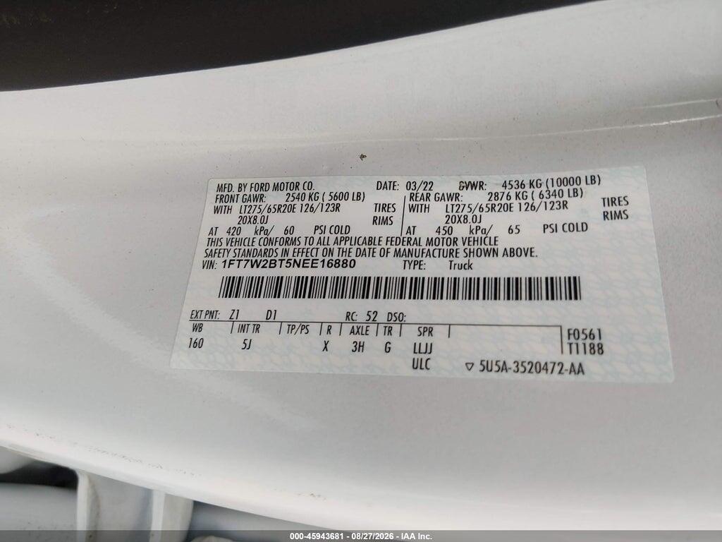 1FT7W2BT5NEE16880 2022 FORD F-250 photo no. 9