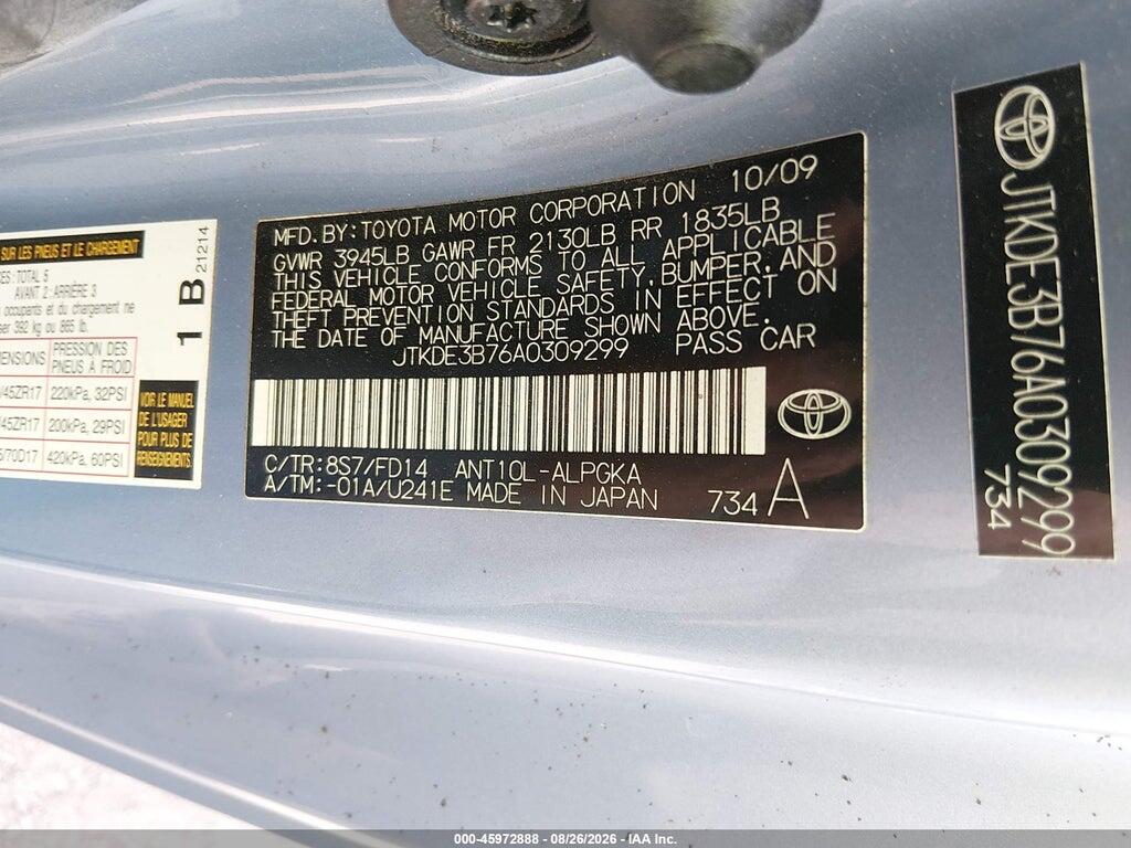 JTKDE3B76A0309299 2010 SCION TC photo no. 9