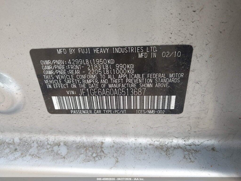 JF1GE6A60AG513687 2010 SUBARU IMPREZA photo no. 9