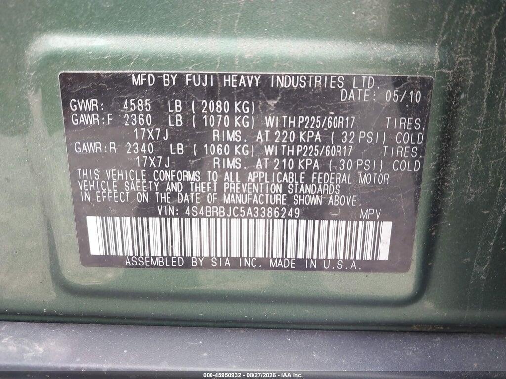 4S4BRBJC5A3386249 2010 SUBARU OUTBACK photo no. 9