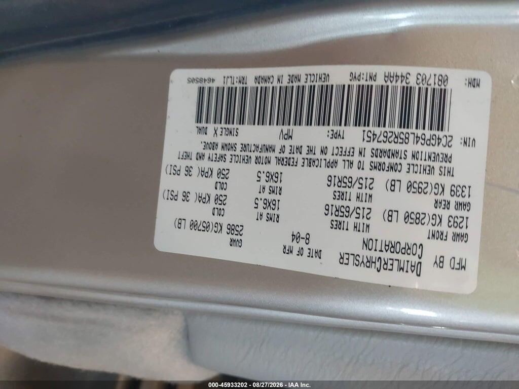 2C4GP64L85R267451 2005 CHRYSLER TOWN & COUNTRY photo no. 9