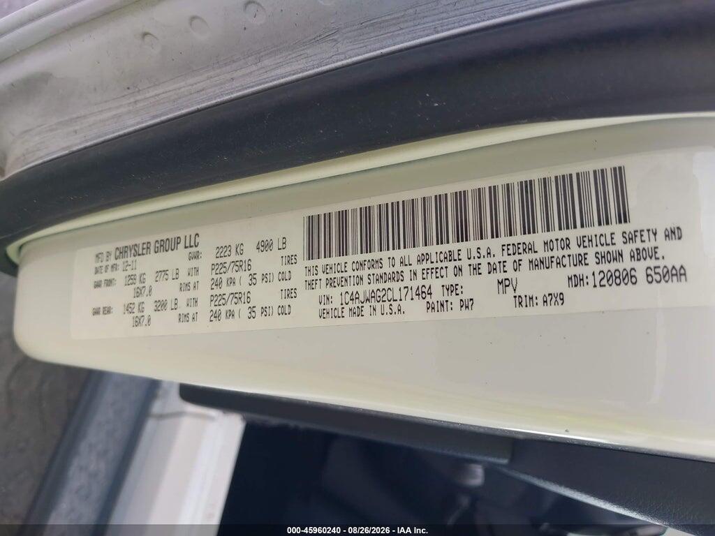 1C4AJWAG2CL171464 2012 JEEP WRANGLER photo no. 9