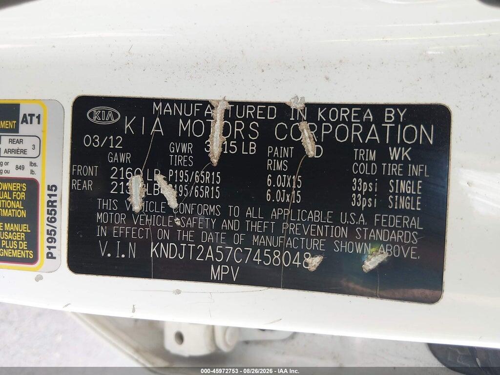 KNDJT2A57C7458048 2012 KIA SOUL photo no. 9