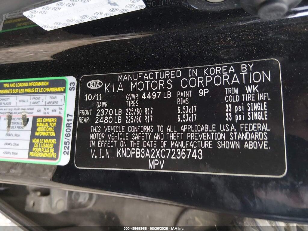KNDPB3A2XC7236743 2012 KIA SPORTAGE photo no. 9