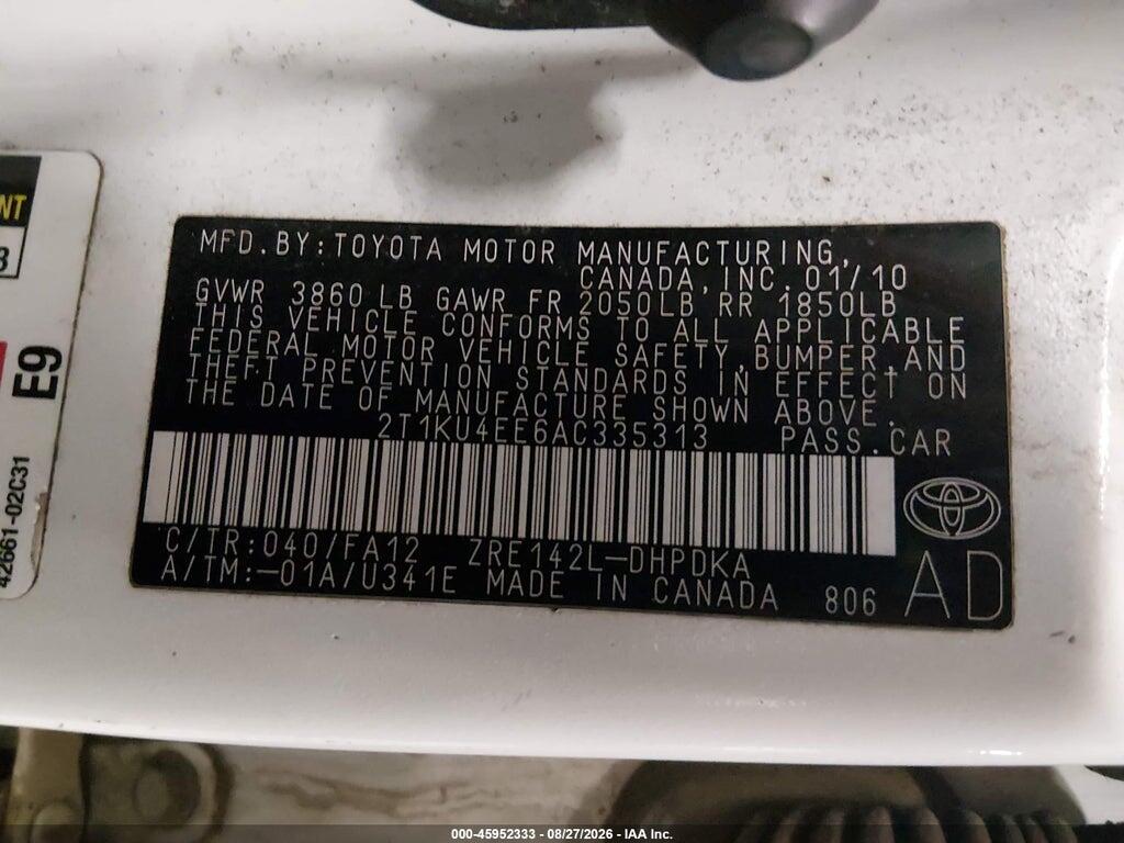 2T1KU4EE6AC335313 2010 TOYOTA MATRIX photo no. 9
