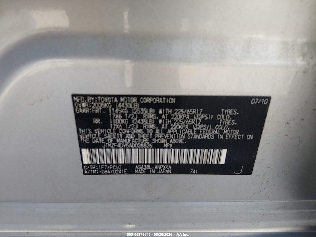 JTMZF4DV5AD028826 2010 TOYOTA RAV4 photo no. 9