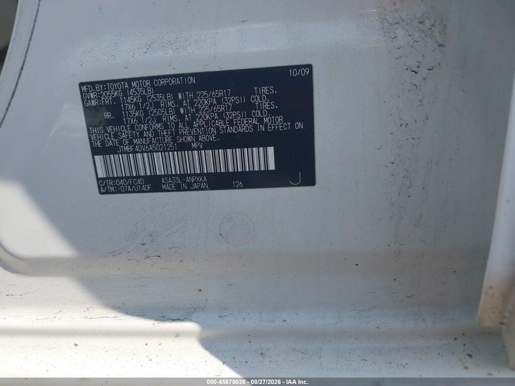 JTMBF4DV6A5021251 2010 TOYOTA RAV4 photo no. 9