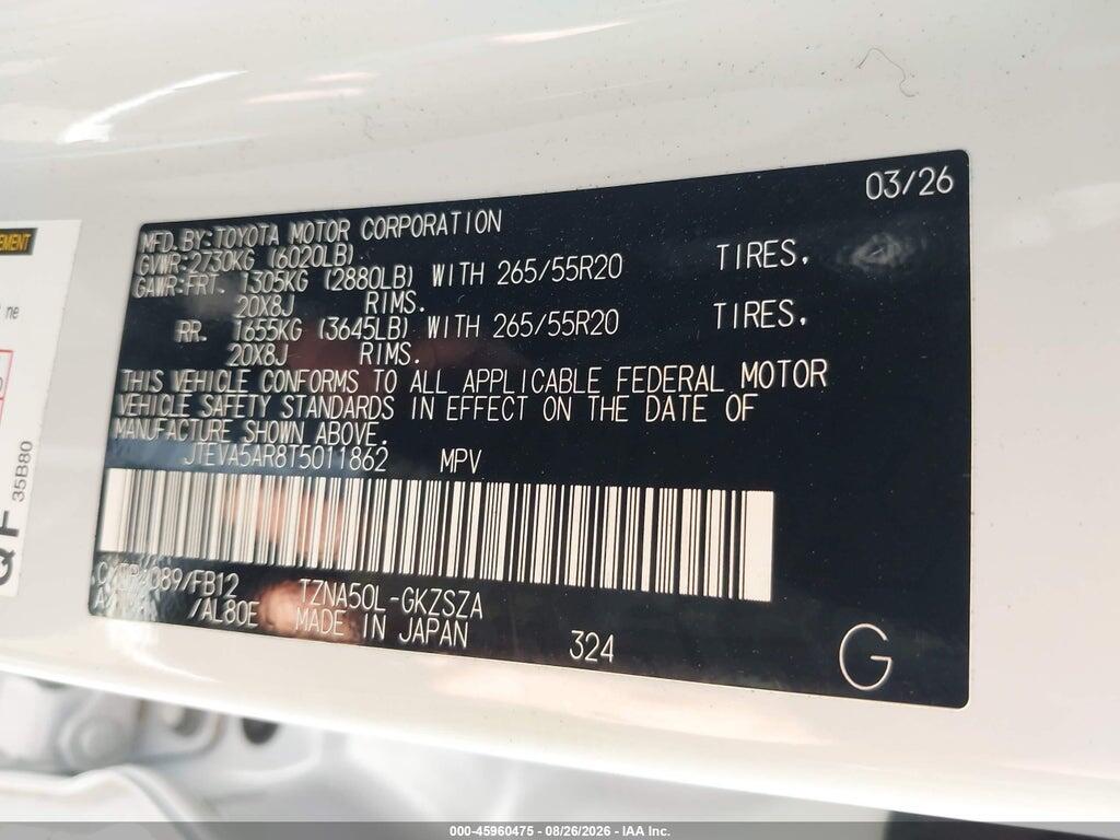JTEVA5AR8T5011862 2026 TOYOTA 4RUNNER photo no. 9