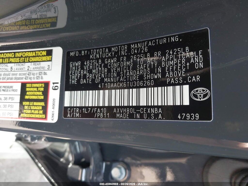 4T1DAACK6TU306260 2026 TOYOTA CAMRY photo no. 9