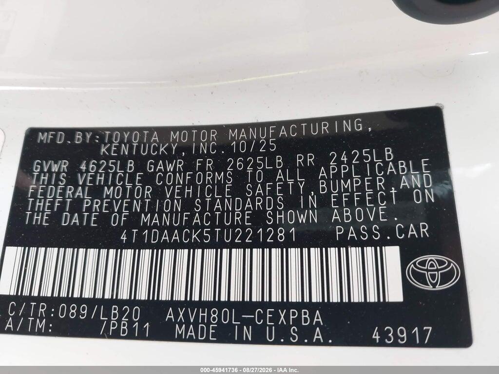 4T1DAACK5TU221281 2026 TOYOTA CAMRY photo no. 9