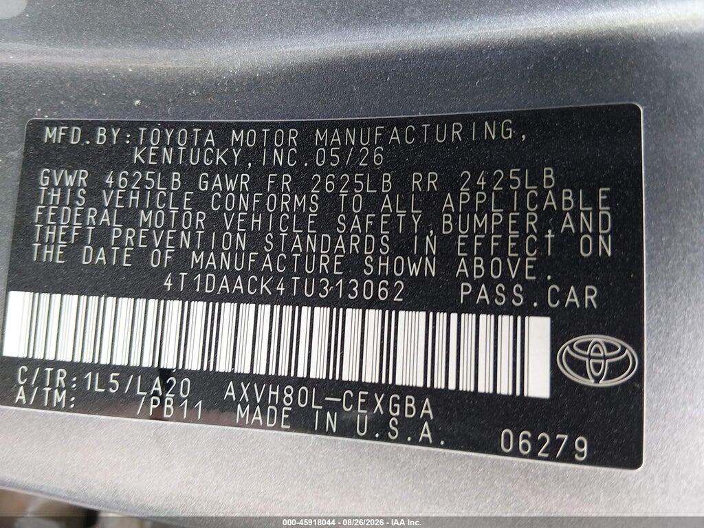 4T1DAACK4TU313062 2026 TOYOTA CAMRY photo no. 9
