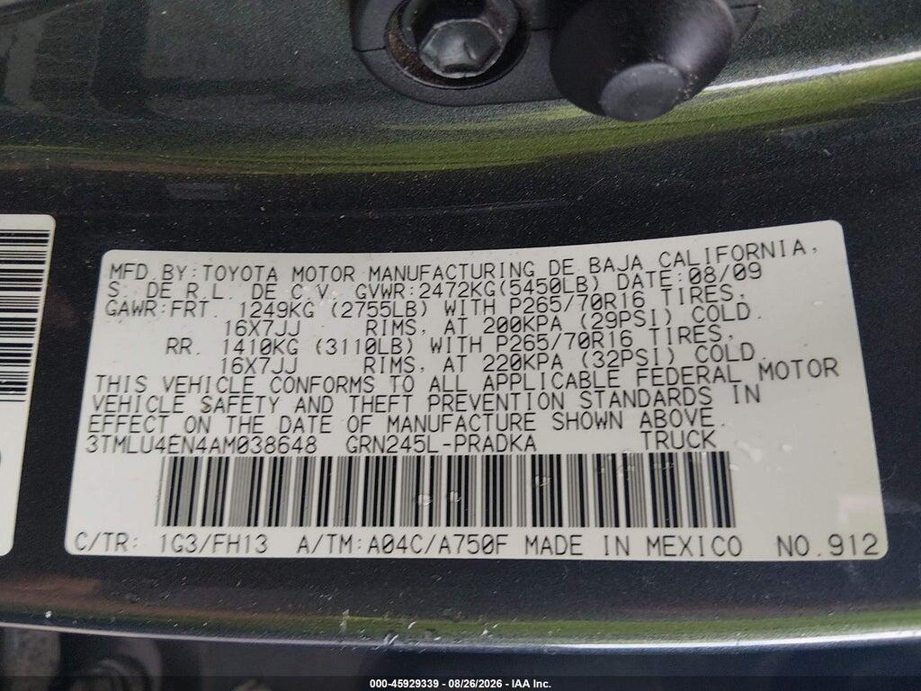 3TMLU4EN4AM038648 2010 TOYOTA TACOMA photo no. 9