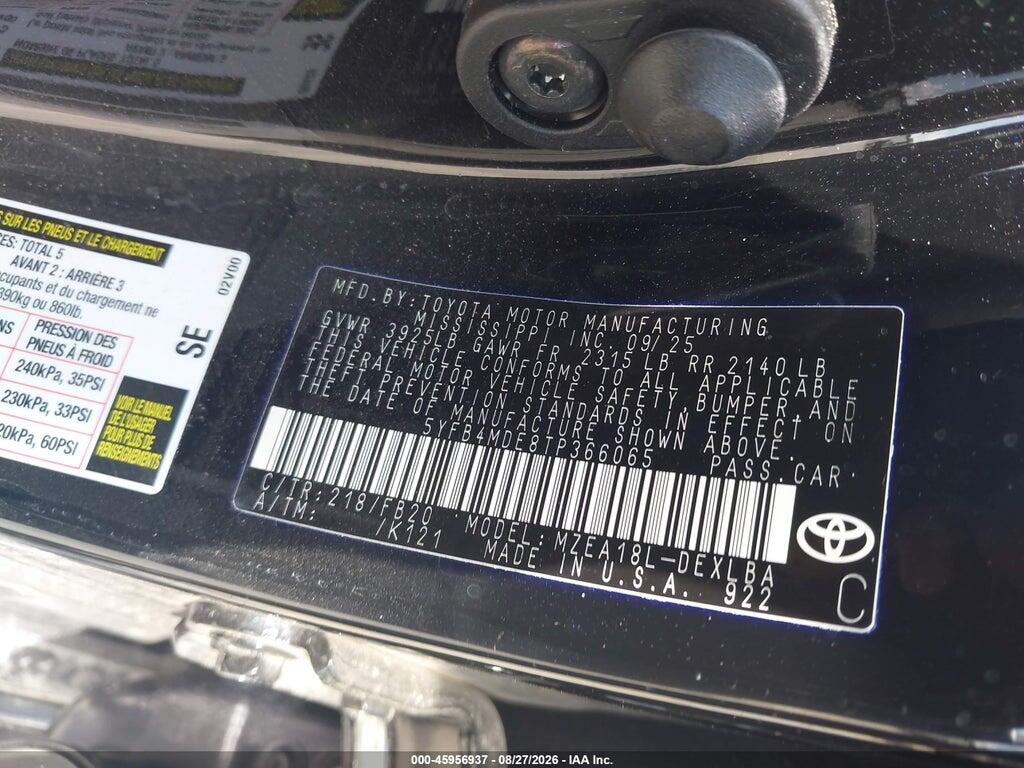 5YFB4MDE8TP366065 2026 TOYOTA COROLLA photo no. 9