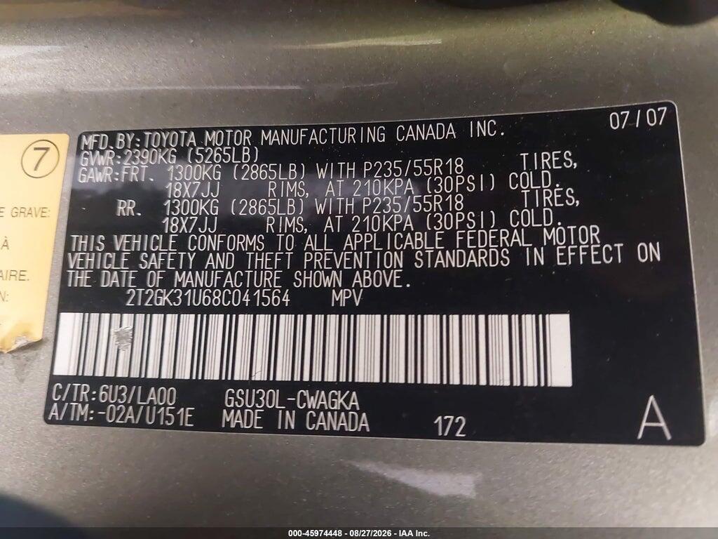 2T2GK31U68C041564 2008 LEXUS RX 350 photo no. 9